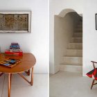 Catching Brown And Eye Catching Brown Wooden Desk And Chair Placed To Hit White Painted Artists Retreat In Andalucia Spain Interior Apartments Picturesque Contemporary Farmhouse In Beautiful Stone And White Interiors