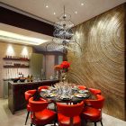 Chandelier For Design Fancy Chandelier For Dining Room Design Interior Decorated With Red Leather Chair Furniture In Modern Decoration Ideas Furniture Extraordinary Contemporary Chandelier For Your Living And Dining Room