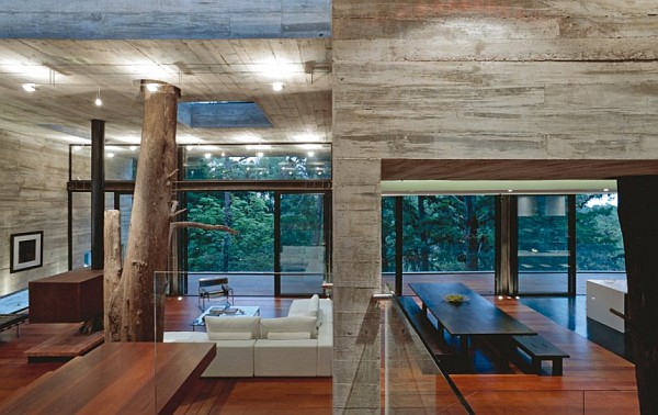 Wooden Corallo Paz Fresh Wooden Corallo House By Paz Arquitectura Interior Involving Solid Wood Abundance Spreading Over The Room Architecture  Natural Concrete Home With Wooden Floor And Glass Skylight