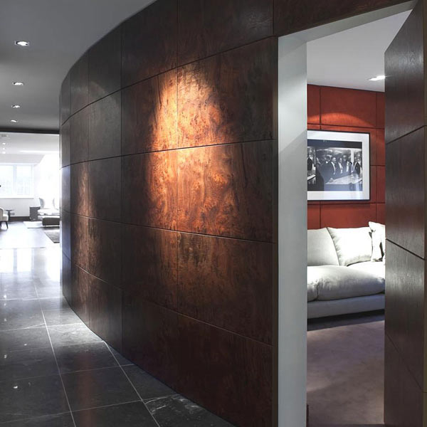 Kensington Penthouse Dark Glamorous Kensington Penthouse Entryway Displaying Dark Brown Curved Wall With Textured Tiles And Lamps Apartments Elegant Modern Penthouse With Bold Interior Decoration Themes