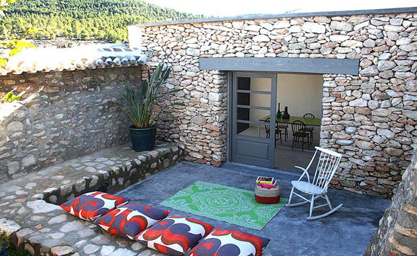 Colorful Cushions Flooring Interesting Colorful Cushions And Patterned Flooring Installed In Artists Retreat In Andalucia Spain Courtyard With Stone Apartments Picturesque Contemporary Farmhouse In Beautiful Stone And White Interiors