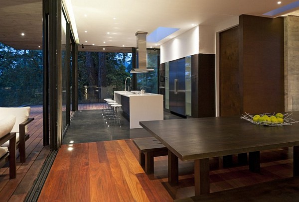 Corallo House Arquitectura Minimalist Corallo House By Paz Arquitectura Indoor Kitchen And Dining Space Enhanced With Hard Wooden Furniture Architecture  Natural Concrete Home With Wooden Floor And Glass Skylight