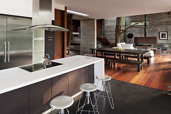 White Corallo Paz Neat White Corallo House By Paz Arquitectura Kitchen Idea Arranged In Galley Setting Displaying Island With Hood Architecture Natural Concrete Home With Wooden Floor And Glass Skylight