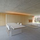 Dining Room Room Sensational Dining Room And Living Room In The House In Villarcaya With Concrete Floor And Wooden Wall Architecture Chic Spanish Home Design With Grey Concrete Floors