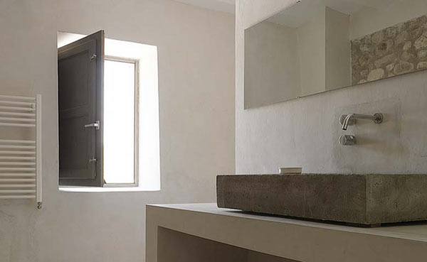 Window Installed Retreat Small Window Installed Inside Artists Retreat In Andalucia Spain Bathroom As Ventilation To Brighten Concrete Sink Apartments  Picturesque Contemporary Farmhouse In Beautiful Stone And White Interiors