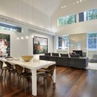 Dining Room Room Stunning Dining Room And Living Room In Qual Hill House With Wooden Floor And Artistic Painting Architecture Striking And Creative Modern Home With Personal Art Galleries