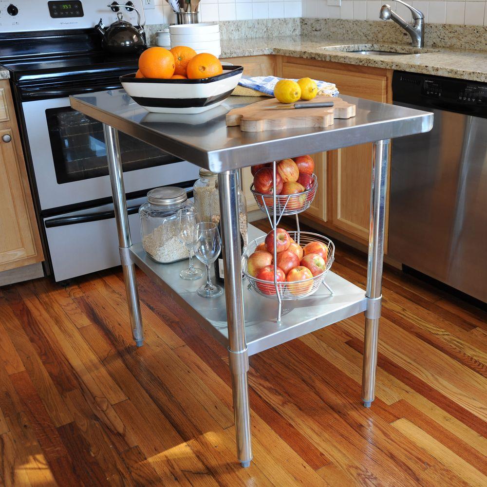 Stainless Steel In Stunning Stainless Steel Kitchen Tables In Small Shape Near Teak Counter On Laminated Flooring Kitchens Effective Stainless Steel Kitchen Tables For Commercial Kitchen