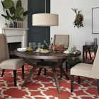 Deep Brown Put Stylish Deep Brown Patterned Rug Put Under A Set Of Home Dining Room Table Set Coupled With Round Table Decoration Spectacular Home Interior Design With Vibrant Rug And Patterns