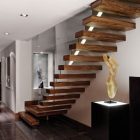 Wooden Staircase Bright Warm Wooden Staircase Designed With Bright Lighting To Maximize Kensington Penthouse Hallway And Entryway Apartments Elegant Modern Penthouse With Bold Interior Decoration Themes (+18 New Images)