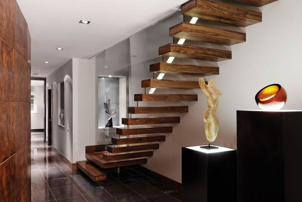 Wooden Staircase Bright Warm Wooden Staircase Designed With Bright Lighting To Maximize Kensington Penthouse Hallway And Entryway Apartments Elegant Modern Penthouse With Bold Interior Decoration Themes