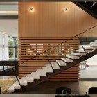 Graham House Idea Awesome Graham House Indoor Staircase Idea Established With White Steps And Nice Transparent Railing As Protection Dream Homes Creative Contemporary Home For Elegant And Unusual Cantilevered Appearance