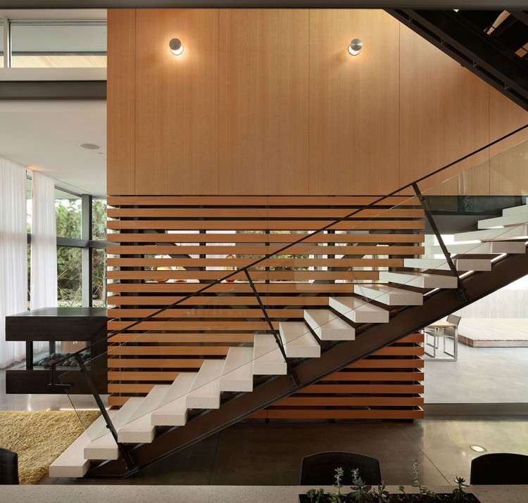 Graham House Idea Awesome Graham House Indoor Staircase Idea Established With White Steps And Nice Transparent Railing As Protection Dream Homes Creative Contemporary Home For Elegant And Unusual Cantilevered Appearance