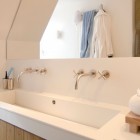 White Painted In Awesome White Painted Holiday Home In Vlieland Bathroom Idea Involving Double Vanity With Single Deep Sink Dream Homes Classic Home Exterior Hiding Stylish Interior Decorations