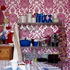 Damask Wallpaper Kitchen Beautiful Damask Wallpaper Design In Kitchen Space Decorated With Vintage Motif Used Pink Color Design Ideas Decoration 18 Fashionable Patterned Wallpaper For Stylish Beautiful Interiors