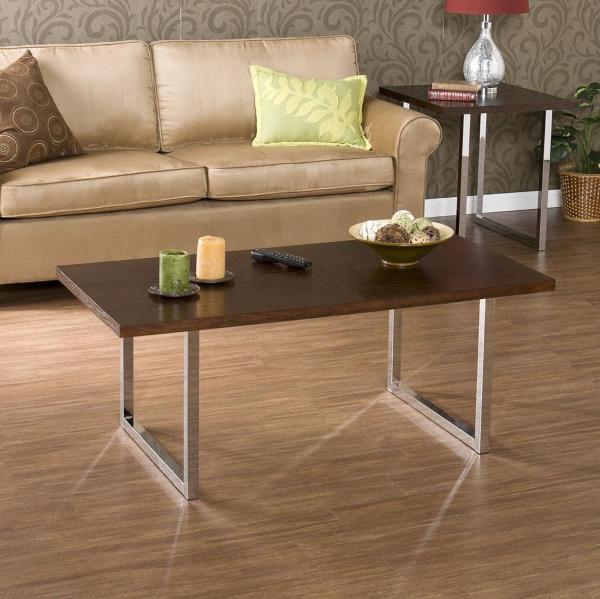 Brooklyn Espresso Coffee Brilliant Brooklyn Espresso And Chrome Coffee Table Furniture Made From Wooden Material Completed With Beige Sofa Furniture Ideas Furniture  Sophisticated Chairs And Table Furniture With Modern Chrome Accents