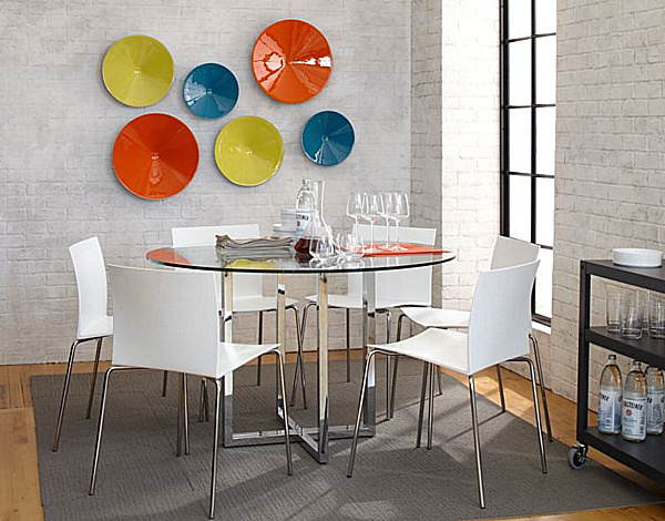 Cb2 Silverado Table Charming CB2 Silverado Round Dining Table Furniture With White Chair And Glass Table Design In Modern Style Furniture Sophisticated Chairs And Table Furniture With Modern Chrome Accents