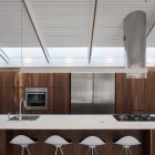 And Open Kitchen Clean And Open K House Kitchen Set In Parallel Layout Involving Dark Wooden Cabinet Combined With Steel Equipment Furniture Beautiful Industrial Furniture Design For Cozy And Comfortable Rooms