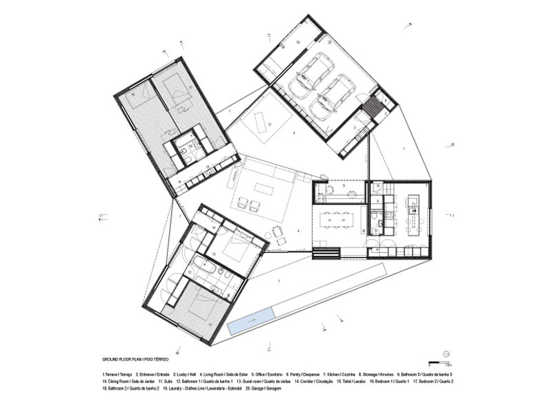 Fan Styled By Cool Fan Styled House CZ By SAMI Arquitectos Floor Plan Displaying Detached Garage Essential Public And Private Rooms Architecture  Fabulous Contemporary Simple House With Great White And Black Colors