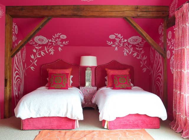 Floral Patterned In Cool Floral Patterned Wall Art In Pink Bedroom Ideas For Contemporary Bedroom With Double White Bed Bedroom 16 Colorful And Pretty Pink Bedroom Ideas For Little Girls