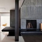 Graham Residence Patented Cool Graham Residence Interior Involving Patented Bench Connected With Fireplace Installed Inside Textured Stone Wall Dream Homes Creative Contemporary Home For Elegant And Unusual Cantilevered Appearance