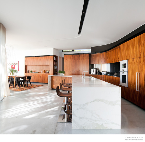 Kitchen Room With Cool Kitchen Room Design Ideas With Brown Chairs At The River House That Wooden Cabinets Furnished The Area Dream Homes  Luxurious And Cozy River House With Rectangle Swimming Pools