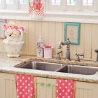 Pink Towels On Cute Pink Towels And Flowers On Classic Counter And Vintage Kitchen Sinks With Glossy Surface Kitchens Simple Undermount Stainless Steel Kitchen Sinks You Have To Know