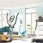 Home Gym Cool Exciting Home Gym Area With Cool Mirrored Animal Horn Wall Art And Transparent Buffet For Decorating Item Storage Dream Homes Stunning Modern Interior Design For Multi-Function Room