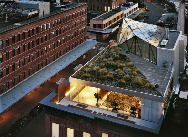 Catching Green Apartment Eye Catching Green Roofed Penthouse Apartment Rooftop Garden With Deck Surrounded By Glass Balustrades Dream Homes  Modern Townhouse Design With Fascinating Rooftop Garden And Glass Walls