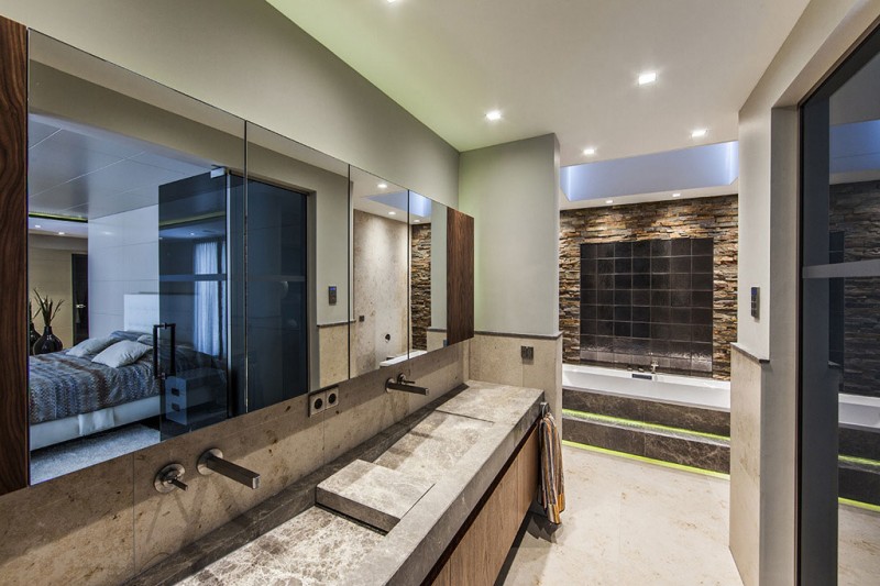 Bathroom Design In Fascinating Bathroom Design Of Villa In The Dunes With Grey Colored Marble Sink And Silver Stainless Faucet Dream Homes Cozy And Bright Modern Home Surrounded By Lush Forest Views