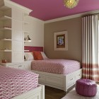 White Open Double Funny White Open Cabinets With Double White Bed For Pink Bedroom Ideas In Transitional Bedroom Completed With Pink Foot Rest Bedroom 16 Colorful And Pretty Pink Bedroom Ideas For Little Girls