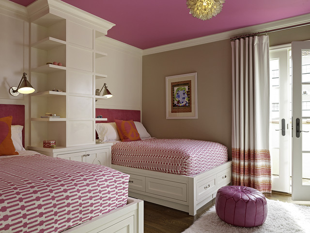 White Open Double Funny White Open Cabinets With Double White Bed For Pink Bedroom Ideas In Transitional Bedroom Completed With Pink Foot Rest Bedroom 16 Colorful And Pretty Pink Bedroom Ideas For Little Girls