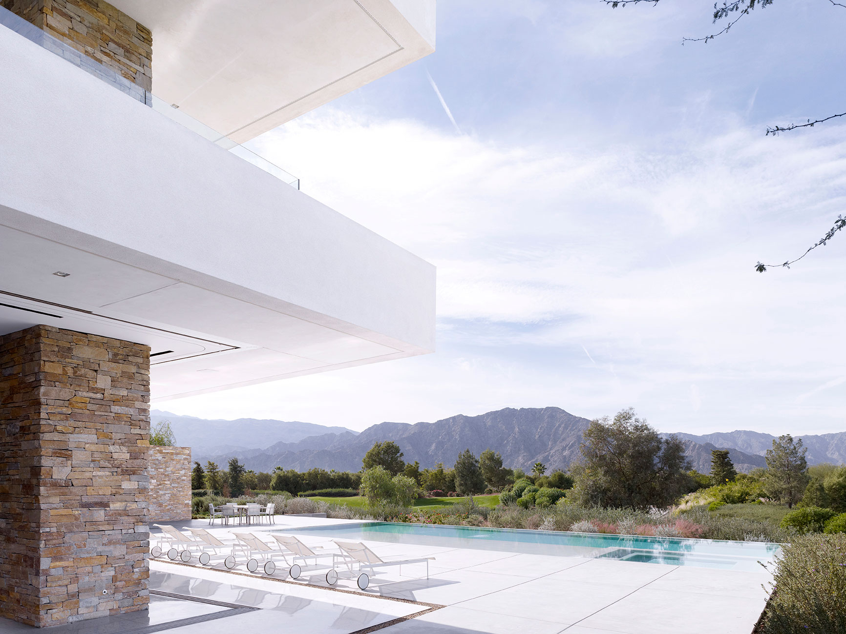 Mountainous View Stunning Gorgeous Mountainous View Madison House Stunning Infinity Pool Chaise Lounge Chairs Sleek Marble Floor Rough Stone Wall Dream Homes Spectacular And Spacious Contemporary House With Sliding Glass Walls