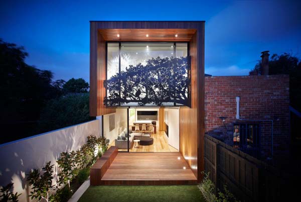 Facade View House Gravy Facade View By Treetop House With Glass Sliding Door Design And Wooden Deck That Showing Interior Area Architecture  Comfortable Modern Home With Dazzling Glass Facades