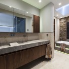 Bathroom Design In Inspiring Bathroom Design Of Villa In The Dunes With Grey Colored Concrete Sink And Several Mirror Panels Dream Homes Cozy And Bright Modern Home Surrounded By Lush Forest Views