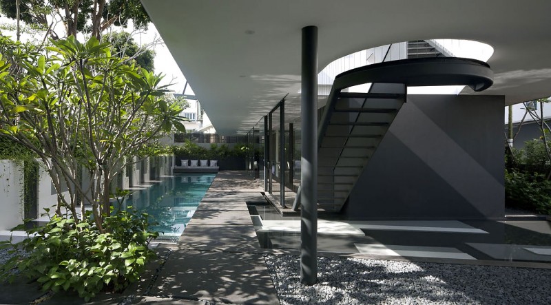 The Park Pool Large The Park House Swimming Pool Area Involving In Ground Pool Deck And Open Staircase With Garden Dream Homes  Spacious Contemporary Concrete House With Great Interior Decorations