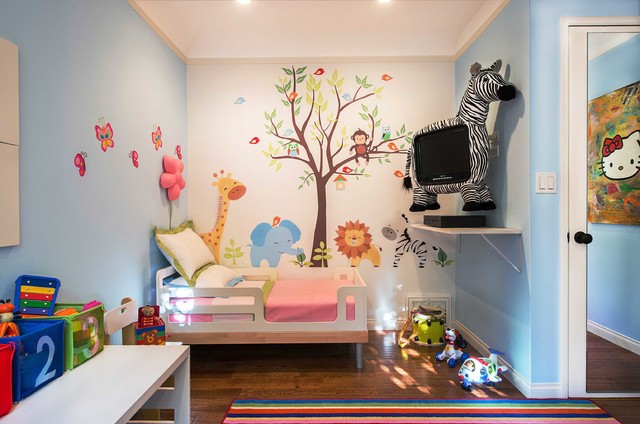 Contemporary Kids Ideas Marvelous Contemporary Kids Toddler Bedroom Ideas With Cute Animal Wallpaper Decor In Modern Furniture Decoration Ideas Bedroom  12 Beautiful Toddler Bedroom Ideas With Perfect Secure Cribs