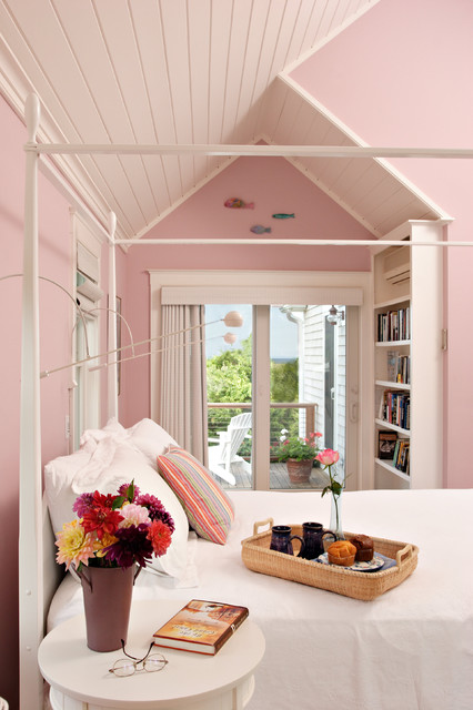 Pink Wooden With Marvelous Pink Wooden Striped Ceiling With Light Pink Canopy Bed And Small Rattan On The Bed Bedroom 16 Colorful And Pretty Pink Bedroom Ideas For Little Girls