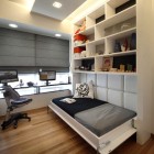 Home Office Day Modern Home Office With Foldaway Bed Installed Under Open Shelves For Decor And Cool Storage Idea Dream Homes Stunning Modern Interior Design For Multi-Function Room