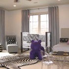 Nursery Room With Modern Nursery Room Interior Decor With Huge Purple Doll To Strike Black And White Zebra Print Room Interior Theme Dream Homes Stunning Modern Interior Design For Multi-Function Room