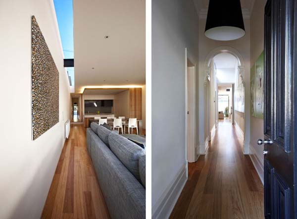 Corridor Area Floor Nice Corridor Area With Wooden Floor Feat Paint Wall Which Facing Steel Sofas At The Treetop House Architecture Comfortable Modern Home With Dazzling Glass Facades