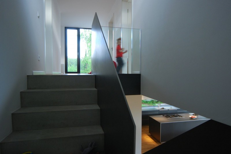 Stairwell Design Residence Nice Stairwell Design In Zochental Residence Connected The Glass Door Design Which Can Giving Fresh By The Planters Architecture  Creative Glass Facade Of Unconventional Contemporary House Appearance