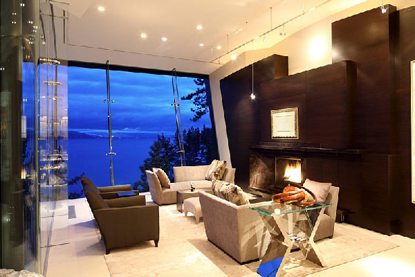 Cliff House Dziewulski Open Cliff House By Mark Dziewulski Architect With Astounding Living Room Idea Displaying Modern Fireplace Inside Wooden Unit Architecture Waterfront Cliff House With Luxurious Furniture And Beautiful View
