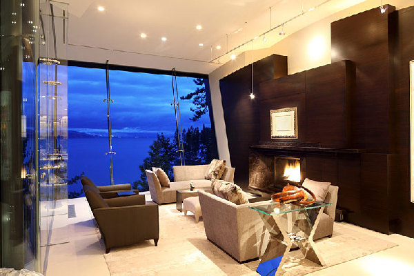 Cliff House Dziewulski Open Cliff House By Mark Dziewulski Architect With Astounding Living Room Idea Displaying Modern Fireplace Inside Wooden Unit Architecture  Waterfront Cliff House With Luxurious Furniture And Beautiful View