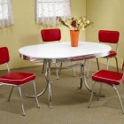Diner Style Design Perfect Diner Style Chrome Furniture Design Used Red Chair And White Table Decoration Ideas In Modern Style Furniture Sophisticated Chairs And Table Furniture With Modern Chrome Accents