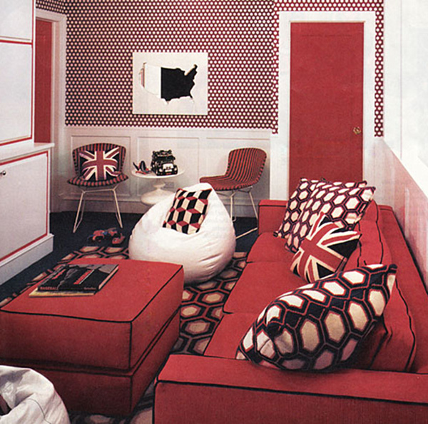 Jonathan Adler In Perfect Jonathan Adler Interior Design In Small Living Room Decorated With Unique Wallpaper Style And Red Traditional Sofa Furniture Decoration 18 Fashionable Patterned Wallpaper For Stylish Beautiful Interiors