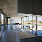 Metallic Material Wall Sleek Metallic Material Elegant Glass Wall And Wooden Ceiling Are Good Combination In Designing Amazing Interior Design Dream Homes Rectangular Concrete Home With Swimming Pool And Natural Elements
