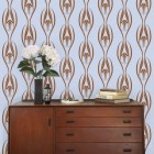 Etta Wallpaper In Wonderful Etta Wallpaper With Beautiful Design Interior In Cozy Entry Way With Simple Brown Motif Completed With Elegant Wooden Dresser Furniture Design Decoration 18 Fashionable Patterned Wallpaper For Stylish Beautiful Interiors