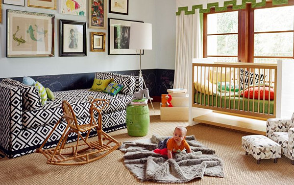 Nursery Guest Decor Wonderful Nursery Guest Room Interior Decor With Messy Gray Colored Rug Put On Center Of Warm Wooden Flooring Interior Design Stunning Modern Interior Design For Multi-Function Room