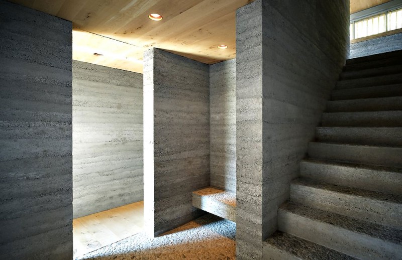 Barn In Hallway Awesome Barn In Soglio Home Hallway Furnished With Patented Bench For Seating Next To Concrete Staircase Decoration An Old Barn Turned Into Eclectic Contemporary House With Stone Walls And Wood Shutters