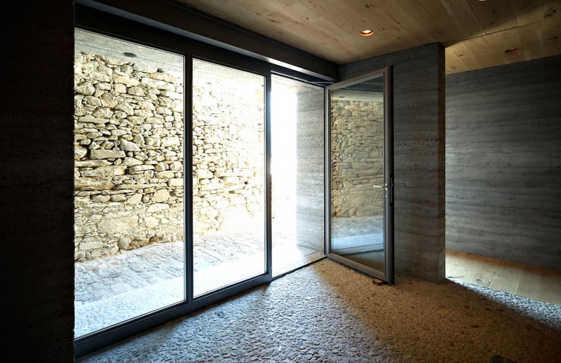 Barn In Entrance Bright Barn In Soglio Home Entrance Area Involving Glass Framed Swinging Doors To Access Exterior Area Of Home Decoration An Old Barn Turned Into Eclectic Contemporary House With Stone Walls And Wood Shutters